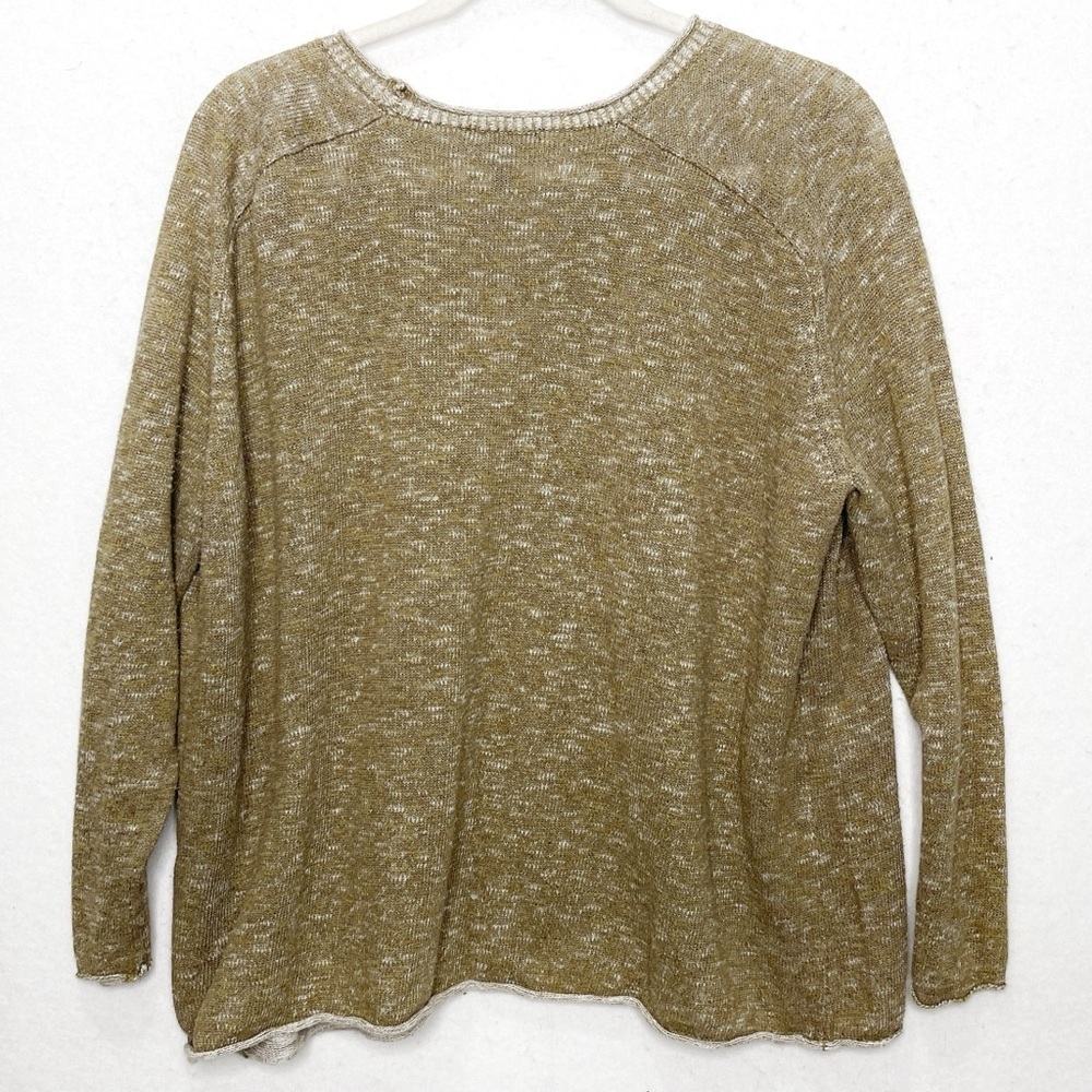 Eileen Fisher Organic Linen Cotton Taupe Sweater Raw Hem Edge Size Large - Picture 2 of 5
